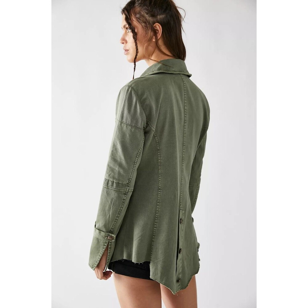 Free People Harlow Jacket Blazer Coat Top Long Sleeves Solid Cotton S 288219 - Picture 4 of 12
